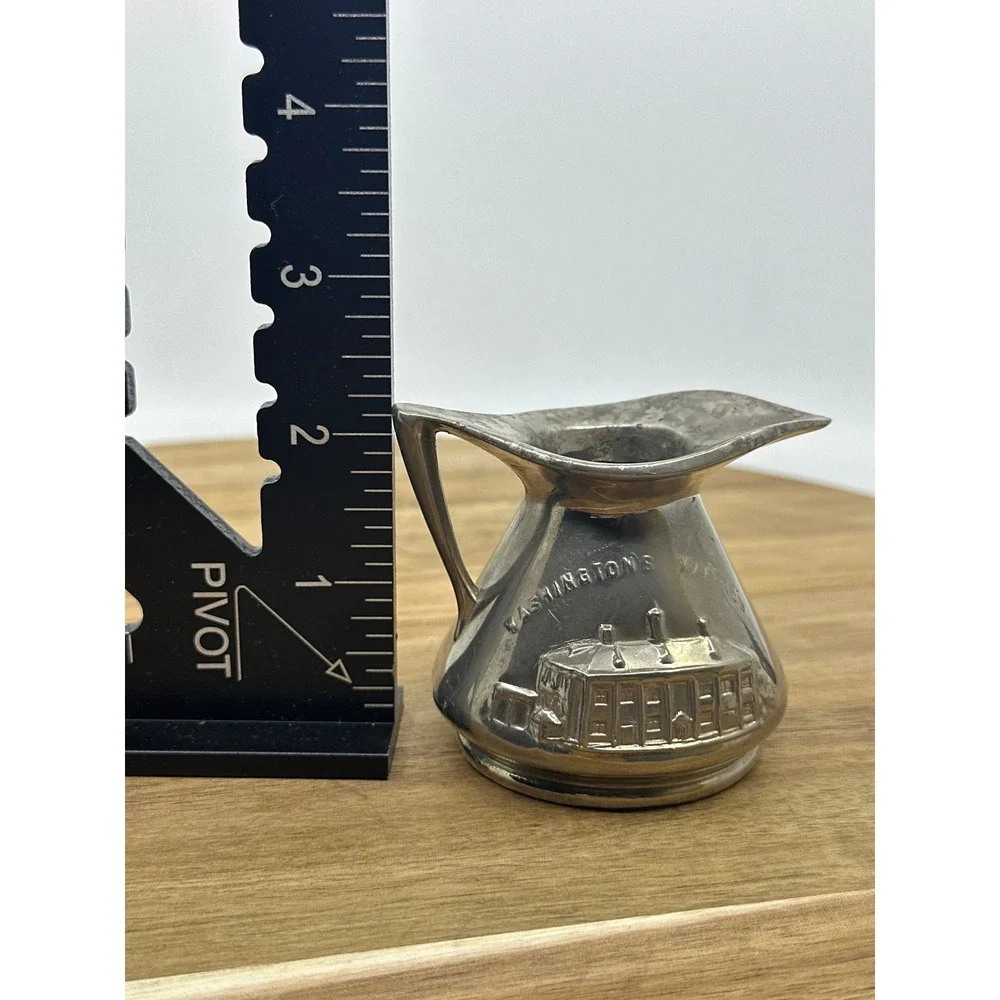 Vintage Washington DC Souvenir‎ Pitcher White House US Capitol Pewter Tone